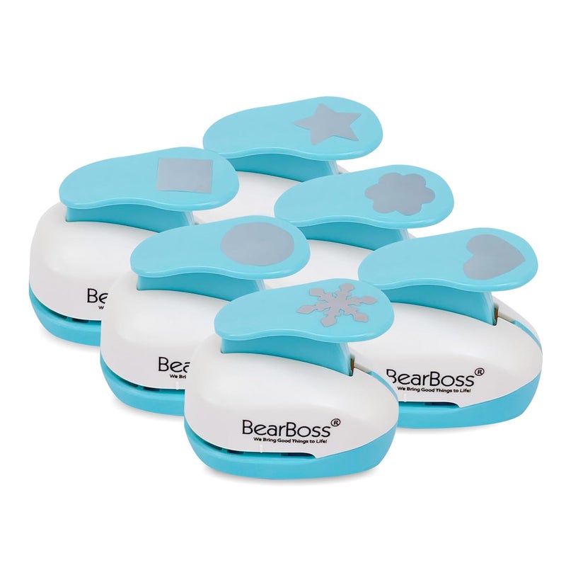 BearBoss 6 Craft Hole Punch Shapes 1 Inch Paper Punches for Crafting Handmade Scrapbooking Punches Mix Shapes Designs for Kindergarten Teacher Office Supplies Kids - Image 1